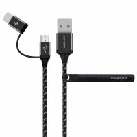 سلك شاحن موماكس زيرو 2 في 1 Type-C و Micro بطول 1 م - اسود