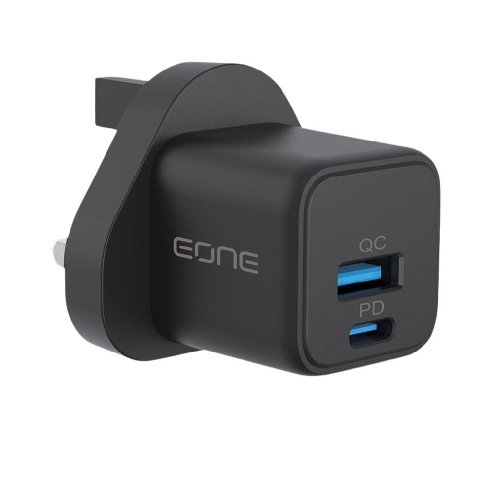 فيش جداري 20 واط منفذين USB+PD مع كابل تايب سي لايتنينج من EONE - أسود