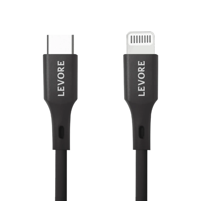 ليفوري كيبل شاحن USB-C إلى آيفون معتمد من أبل MFI بطول 1م - اسود