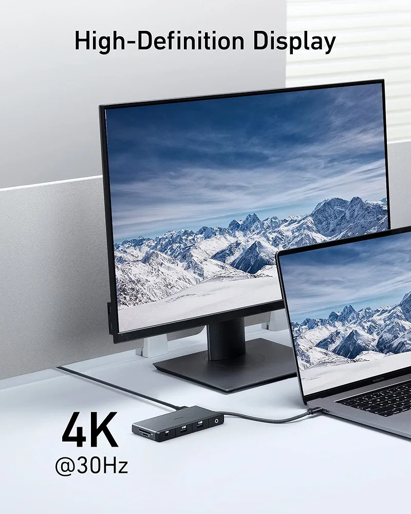 انكر موزع 522 USB-C A8373H11 فتحة بطاقة مايكرو SD بقوة 100 واط 9 في 1 - اسود