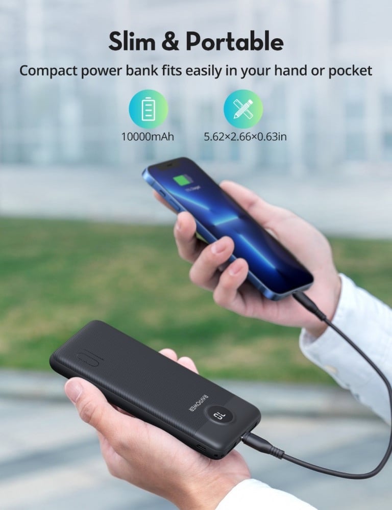 كومبو بطاريتين راف باور RP-PB1209 قوة 1000+20000 مللي امبير اسود