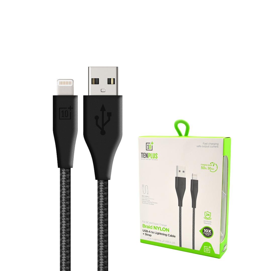 كيبل شاحن ايفون سريع USB-A  قماش مقاوم للقطع