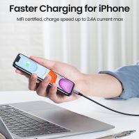 سلك شاحن يوجرين نايلون مظفر USB إلى آيفون بطول 1 م - أسود