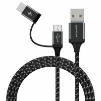 سلك شاحن موماكس زيرو 2 في 1 Type-C و Micro بطول 1 م - اسود