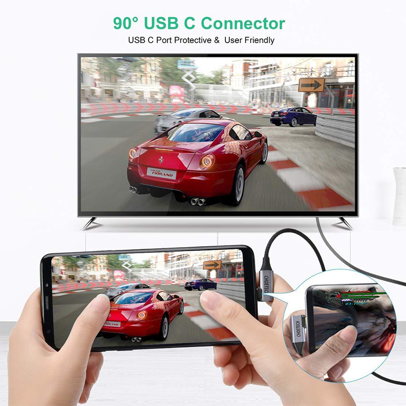 سلك تشويتيك قماشي مظفر من USB-C الى HDMI بطول 1.8م ودقة وضوح 4k - اسود
