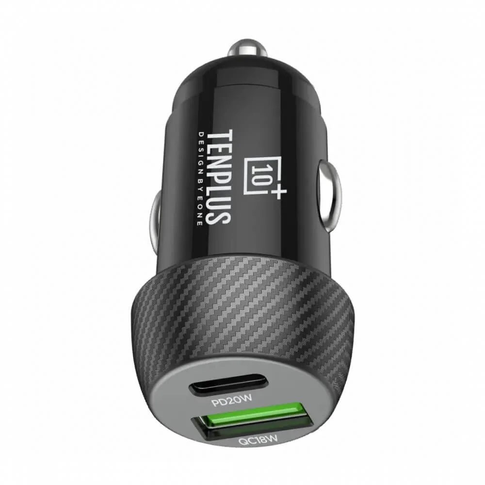 تن بلس شاحن سيارة 30W منفذ PD و منفذ USB - أسود 