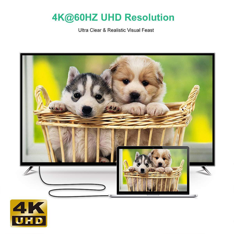 سلك تشويتيك قماشي مظفر من USB-C الى HDMI بطول 1.8م ودقة وضوح 4k - اسود