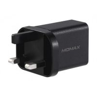 شاحن جداري موماكس بمنفذ PD & منفذ شحن سريع USB 3.0 QC وبقوة 18 واط - اسود