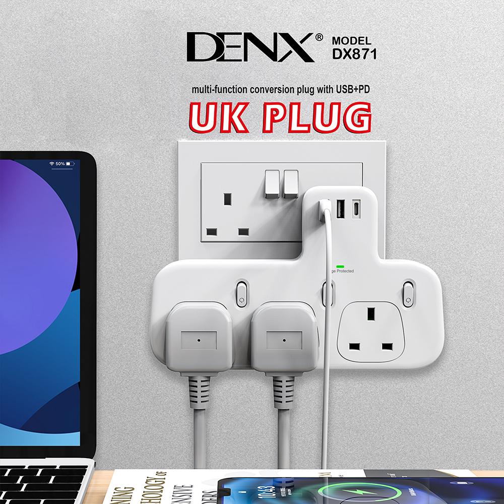 DX871 - مقبس طاقة (3 مقابس + 2 USB + 1PD)