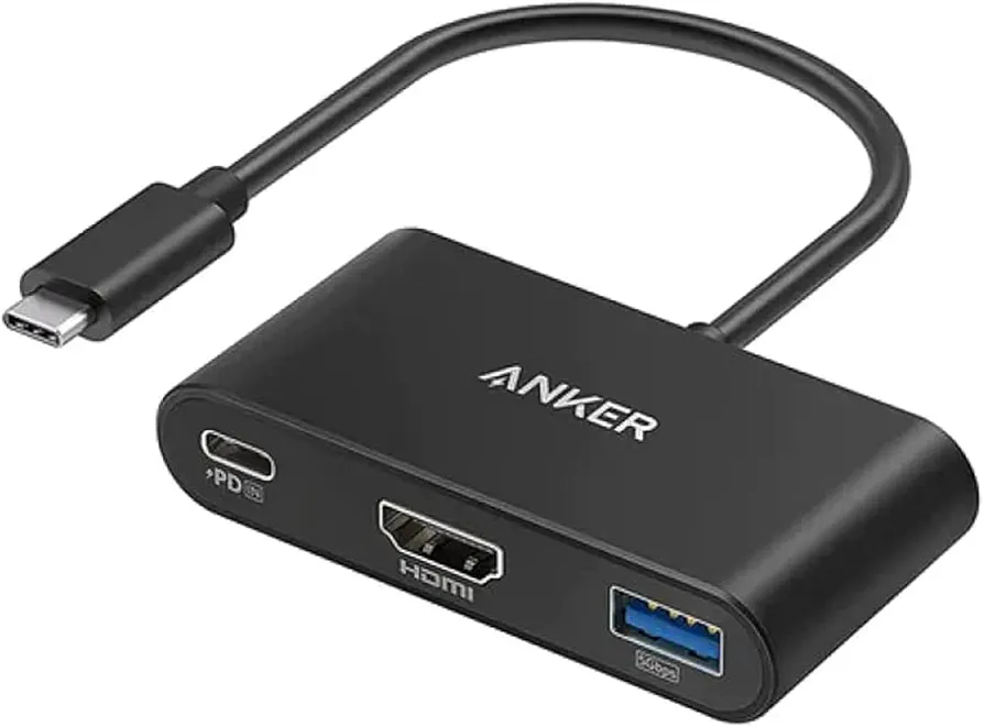 انكر موزع USB C  موزع 3 في 1 PowerExpand مع منفذ HDMI بدقة 4K وتوصيل طاقة 100 واط ومنفذ بيانات USB 3.0 - اسود 