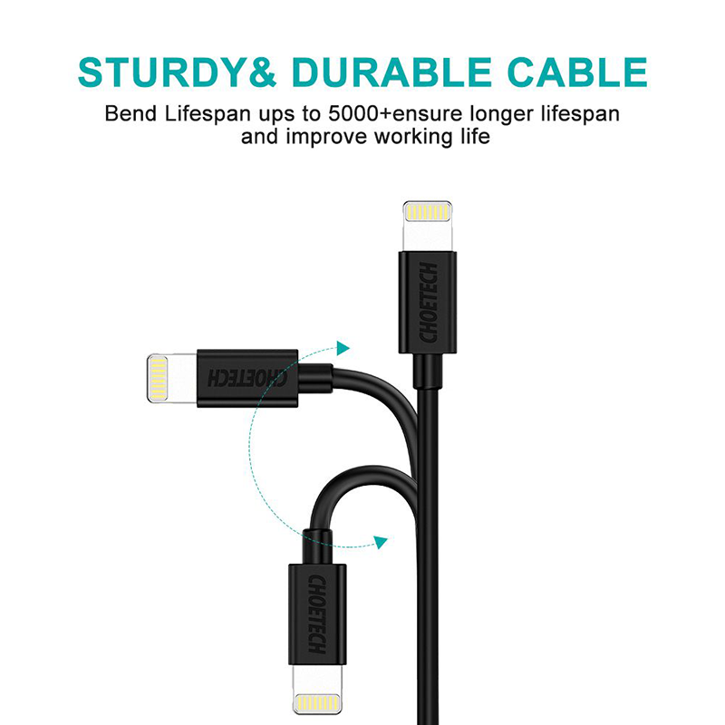 سلك شاحن تشويتيك USB الى آيفون Mfi وبطول 1.2م - اسود
