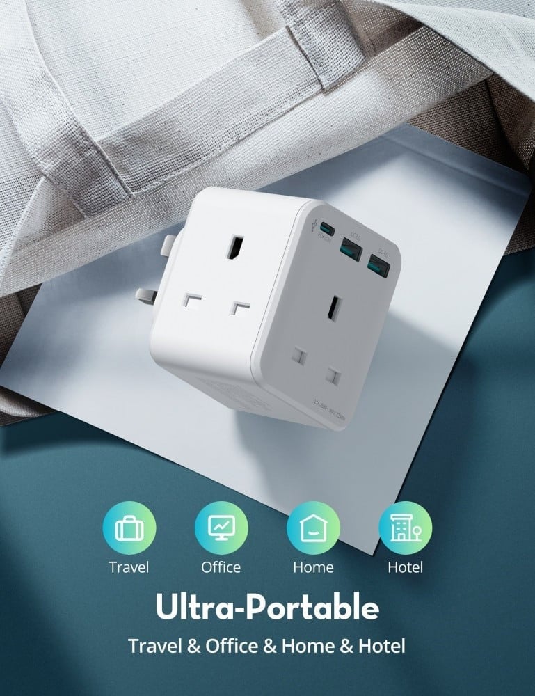 شاحن جداري راف باور RP-PC1037 بايونير 3 مداخل طاقه ثلاثيه مع منفذين USB ومنفذ تايب سي بتقنية PD بقوة 20 واط ميني | شواحن