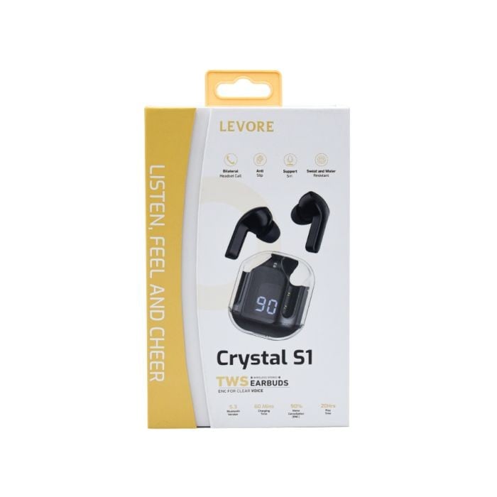 ليفوري سماعة إيربودز لاسلكية بلوتوث  Crystal S1 - اسود