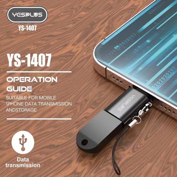 YESPLUS موزع نوع تايب سي OTG USB YS-1407 - اسود 