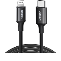 سلك شاحن يوجرين USB-C إلى آيفون بطول 1 م - أسود