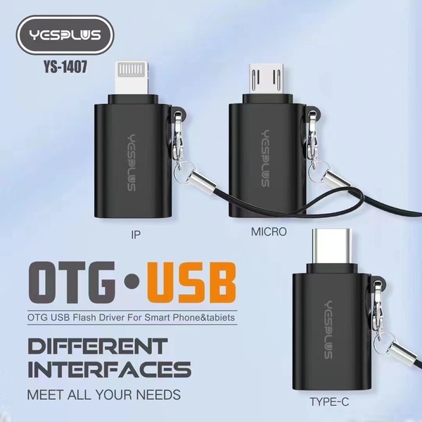 YESPLUS موزع نوع تايب سي OTG USB YS-1407 - اسود 