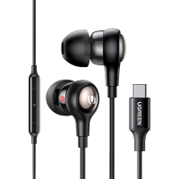 سماعة أذن يوجرين سلكية مع مايكرفون مدمج بوصلة USB-C - أسود