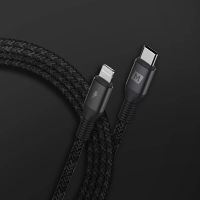 سلك شاحن موماكسType-C إلى ايفون قماشي بطول 2.2 م - اسود