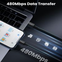سلك شاحن يوجرين USB-C إلى آيفون بطول 1 م - أسود