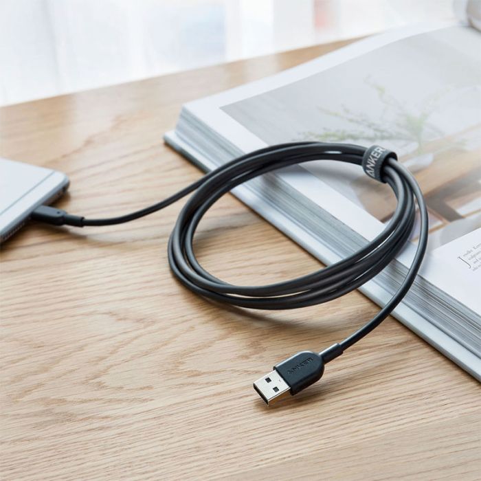 سلك شاحن انكر باورلاين الاصدار الثاني من USB الى ايفون بطول 1.8 م - اسود