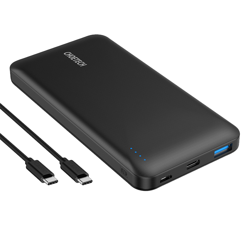 شاحن متنقل تشويتيك بمنفذين شحن PD و USB بسعة 10000 ملي امبير يدعم الشحن السريع - لون اسود