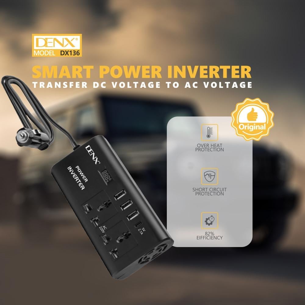 دينكس- محول الطاقة الذكي DENX DX136 بقدرة 300 واط وتحويل DC إلى AC