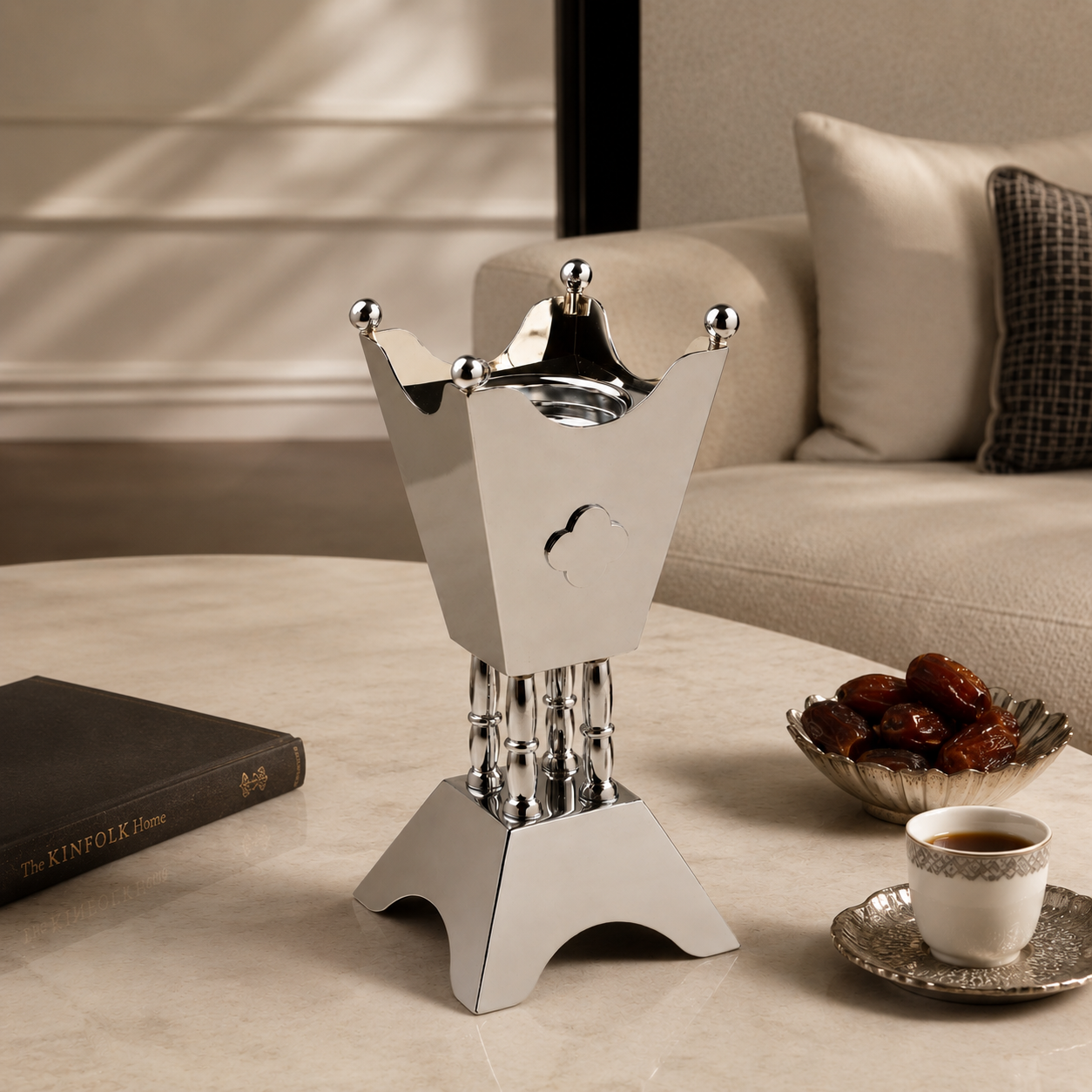  مبخرة الهيبة الفضية | تصميم فاخر 22 سم 