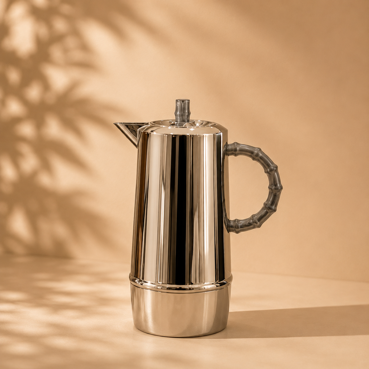  طقم ترامس قهوه وشاي ماتيلو بمقبض رمادى تصميم بامبو فضى لامع 0.7L+1.0L 