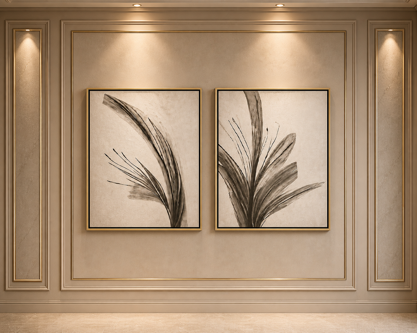  طقم لوحتين جداريه طباعه مع ايطار مقاس الوحده 90*60 سم 
