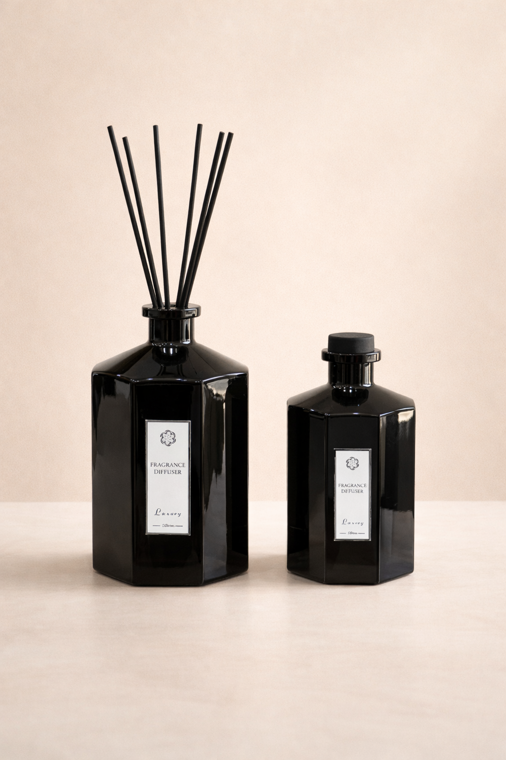  دفيوزر معطر أعواد فاخر بزجاج أسود – مقاسين 