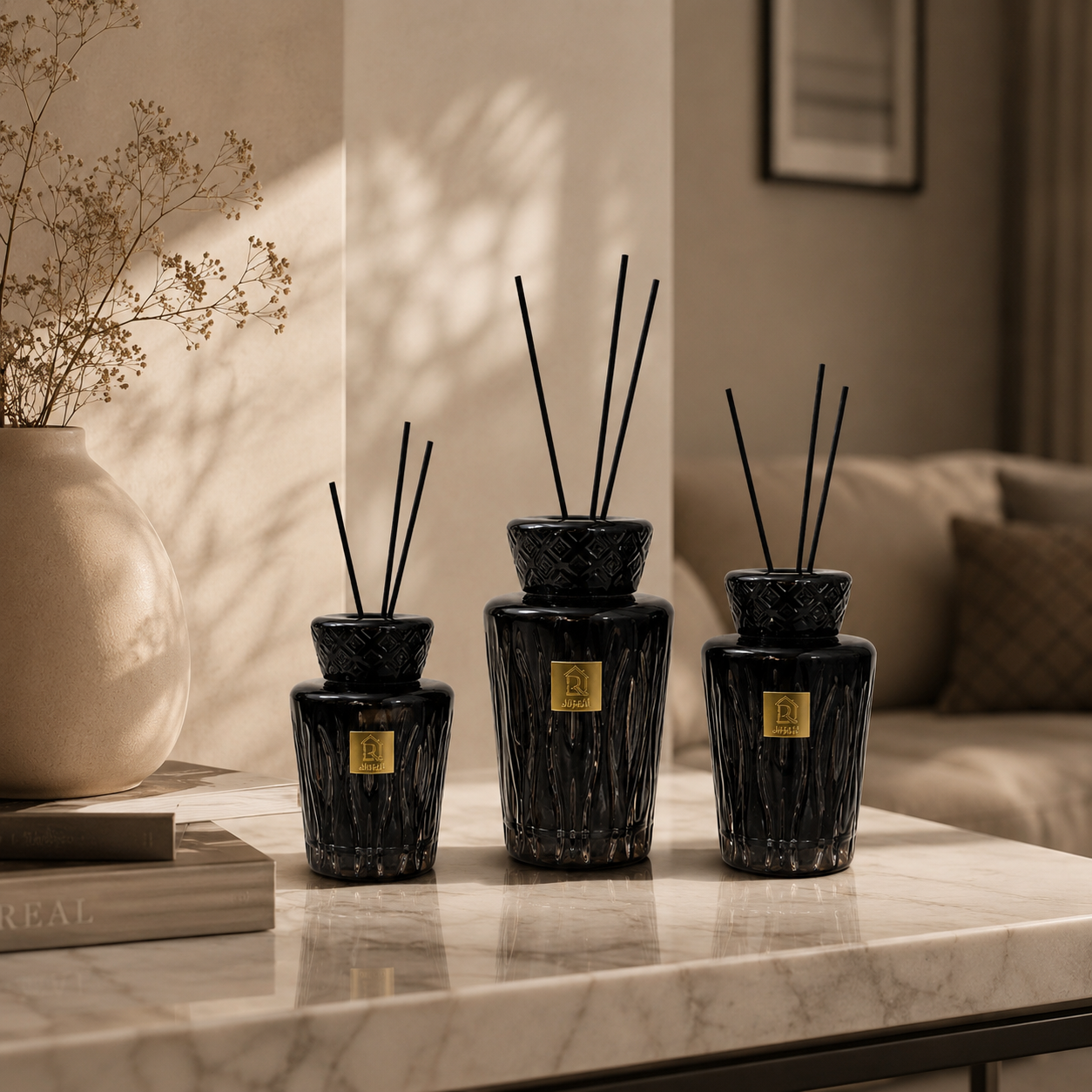  فواحة عطر أسود كريستال –  3 مقاسات 