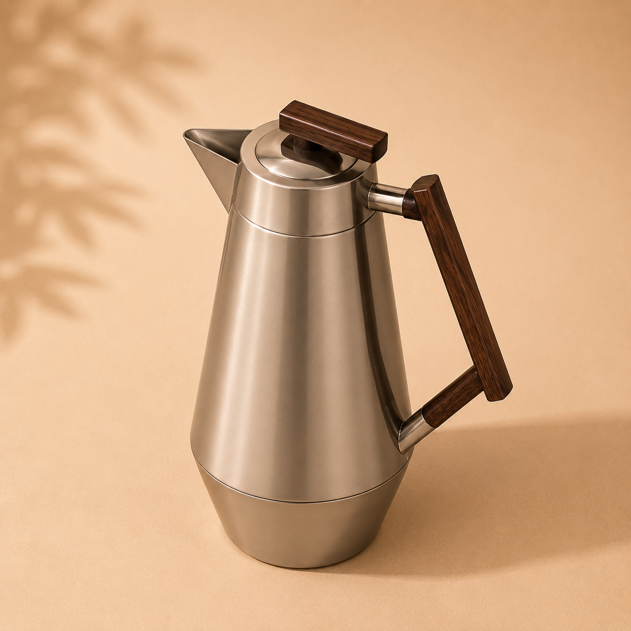  طقم ترامس قهوة وشاي جوانا نيكل مطفي بمقبض خشبي ستالنس استيل وزجاج من الداخل .0L/0.75L 