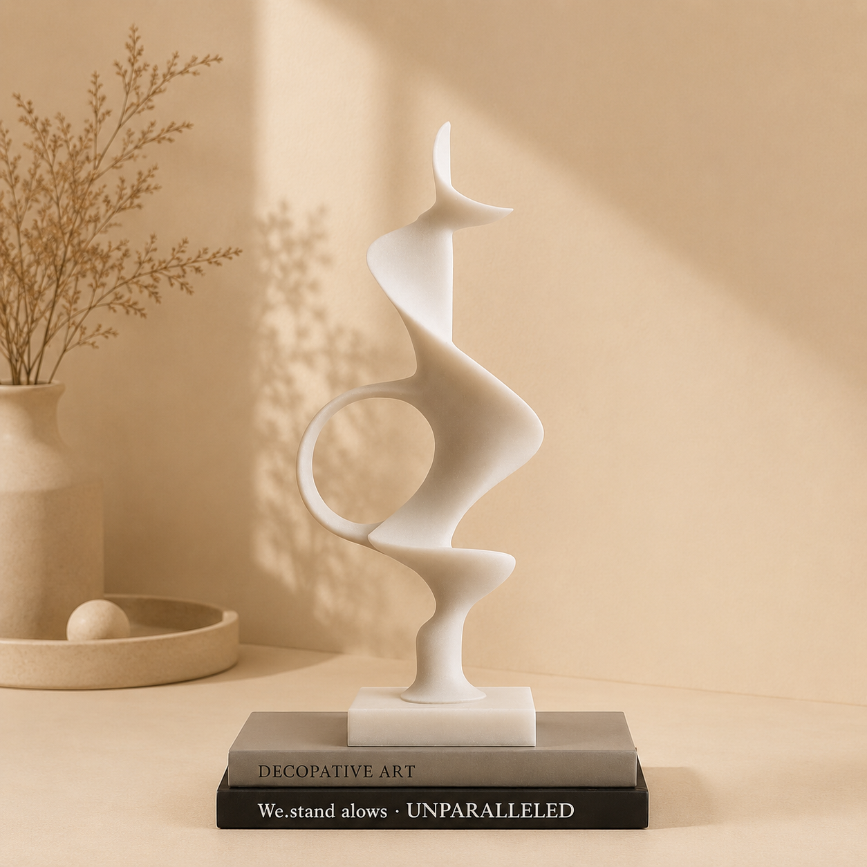  تحفة فنية بتصميم انسيابي رخامي – ارتفاع 70 سم 