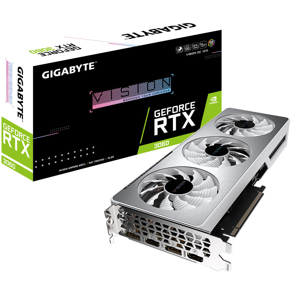 GIGABYTE RTX 3060 VISION OC 12G  كرت شاشة 3060 ڤيجن من قيقابايت GNM