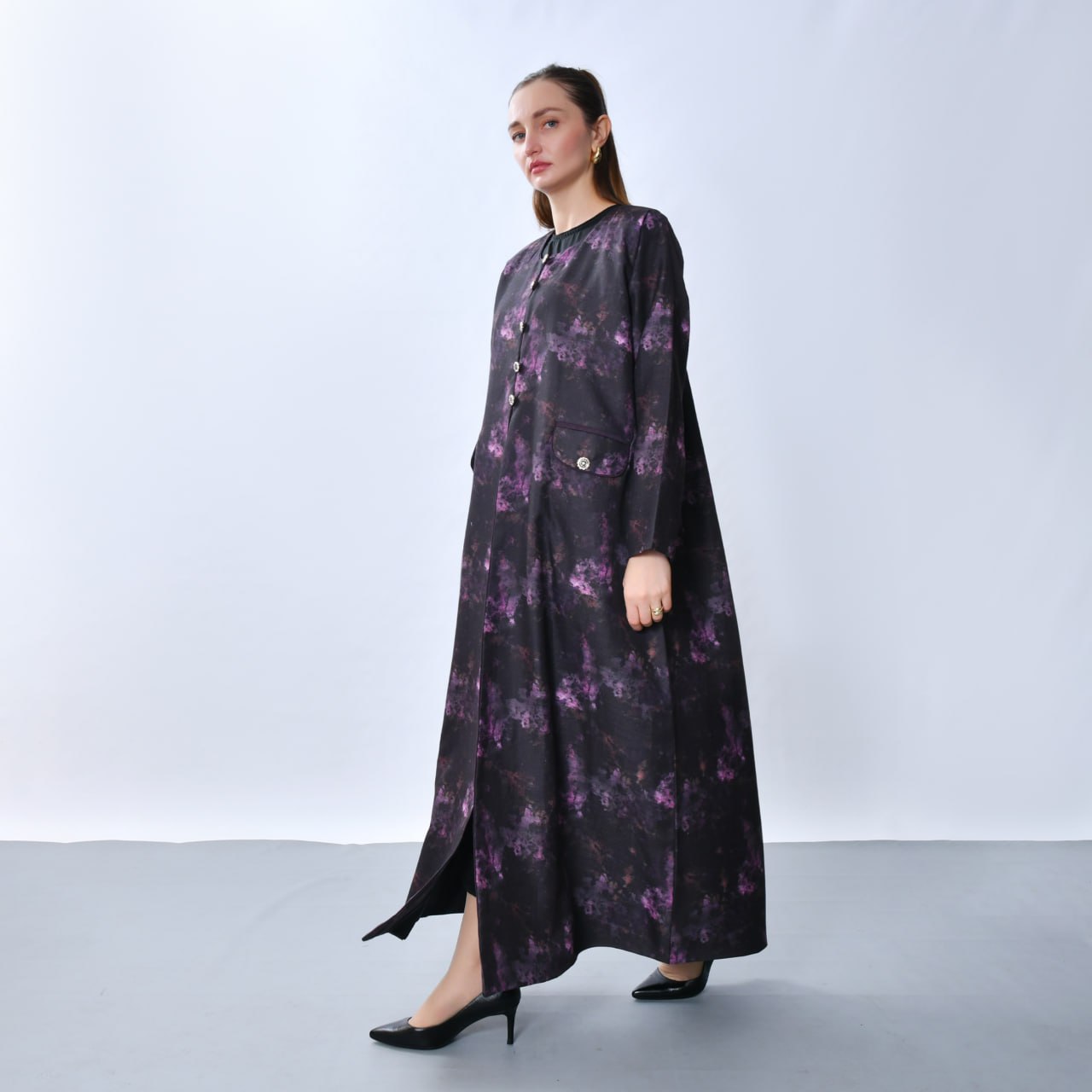 عباية كريب A-Line مبطنة بكتافيات – OYA