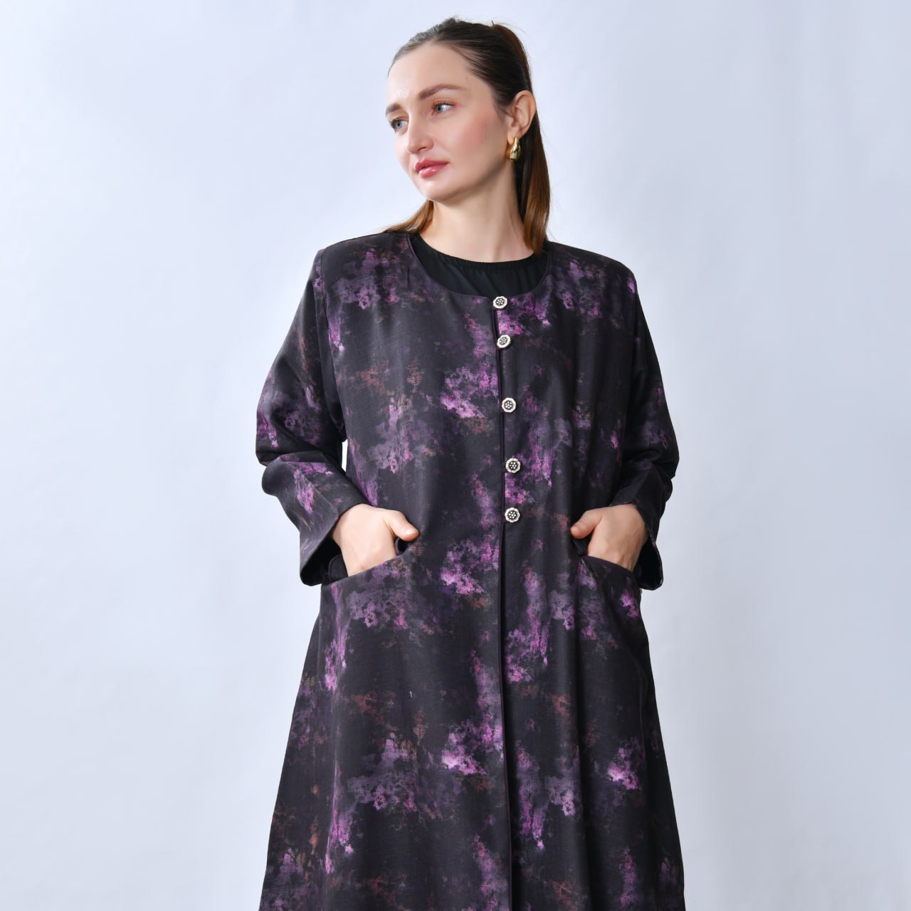 عباية كريب A-Line مبطنة بكتافيات – OYA