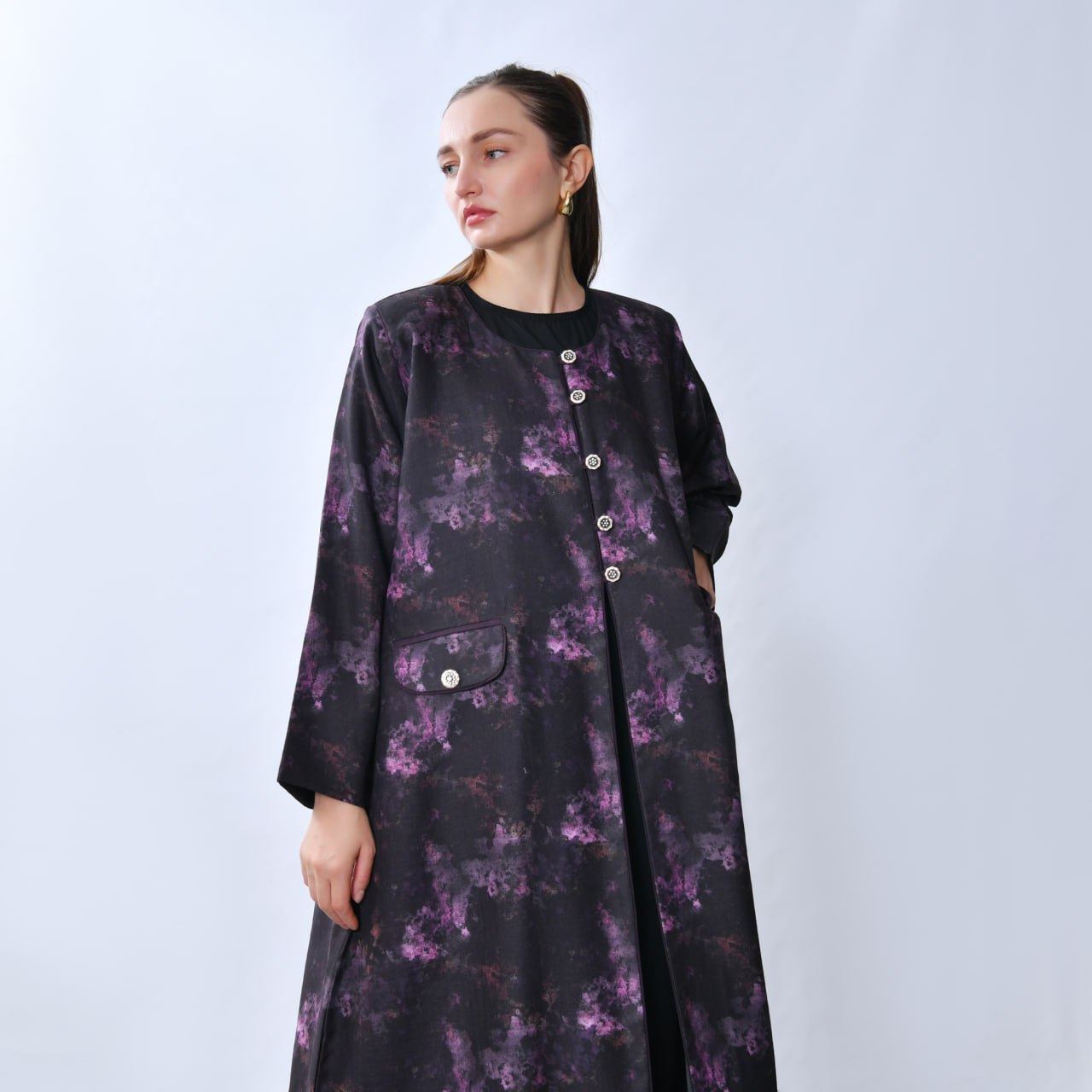 عباية كريب A-Line مبطنة بكتافيات – OYA