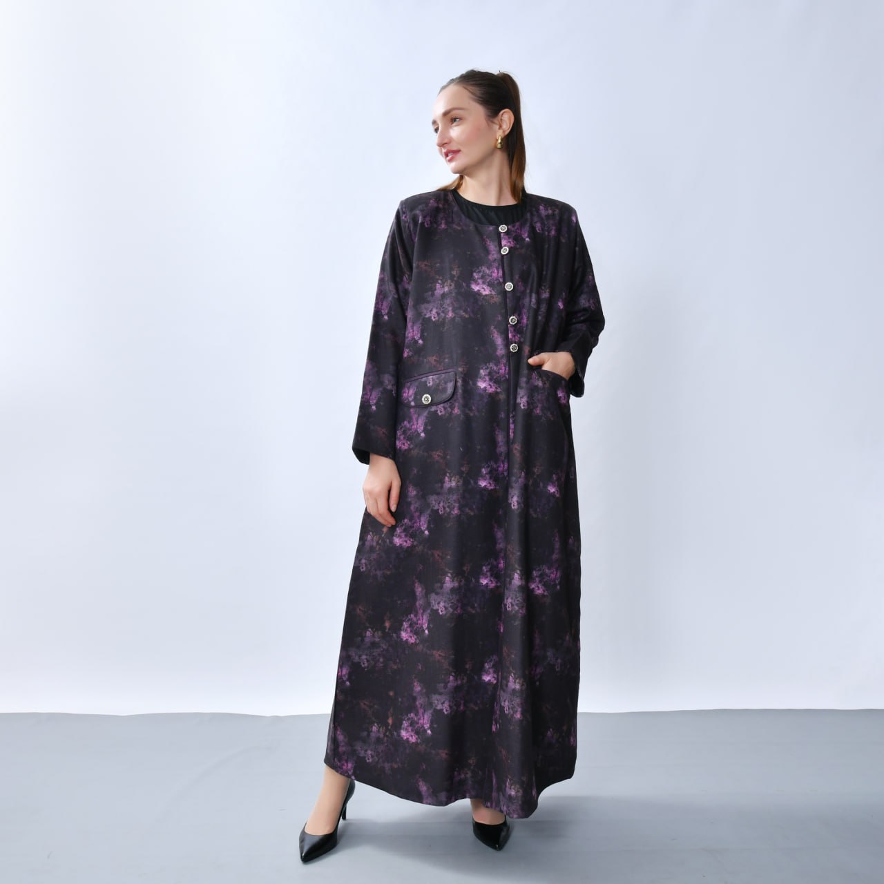 عباية كريب A-Line مبطنة بكتافيات – OYA