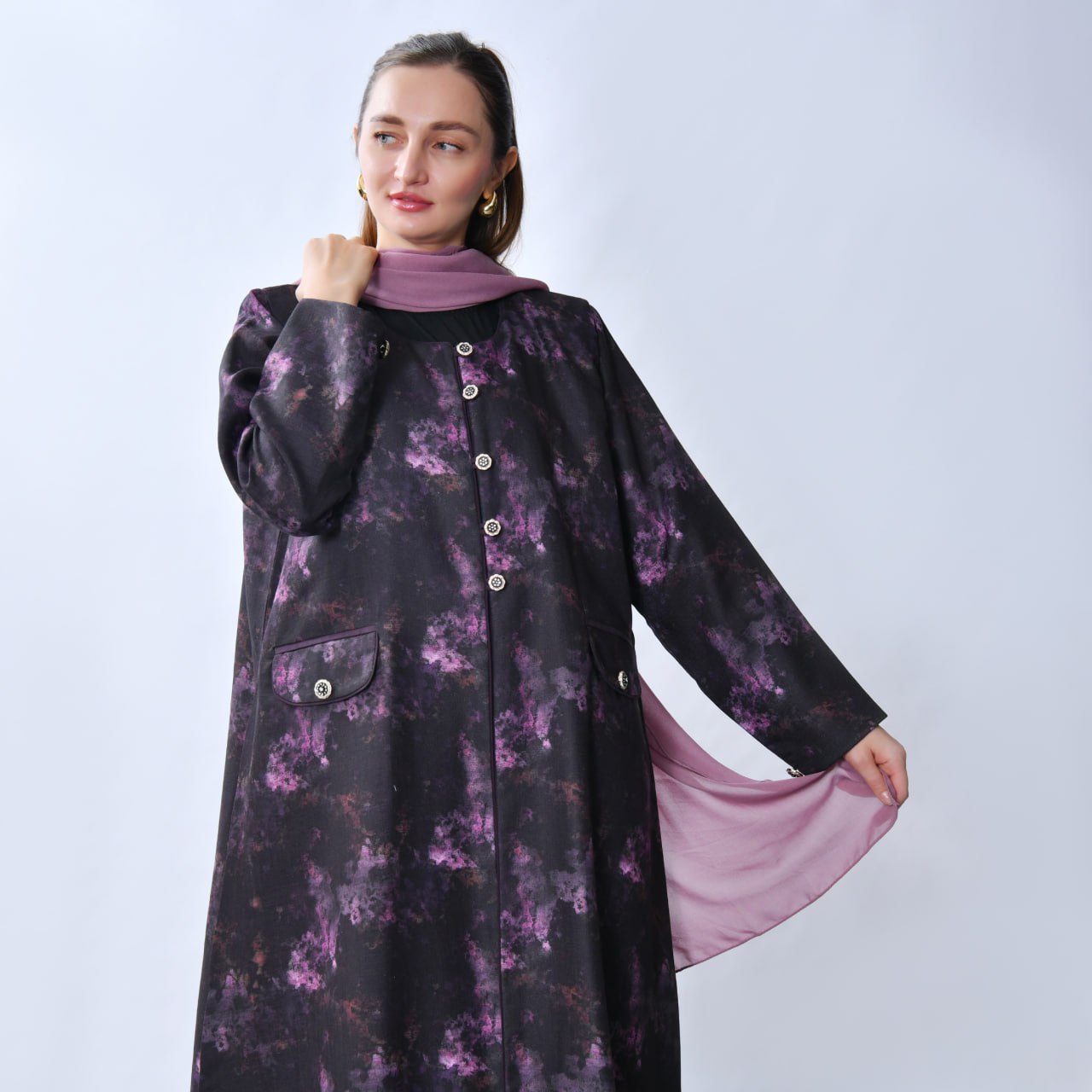 عباية كريب A-Line مبطنة بكتافيات – OYA