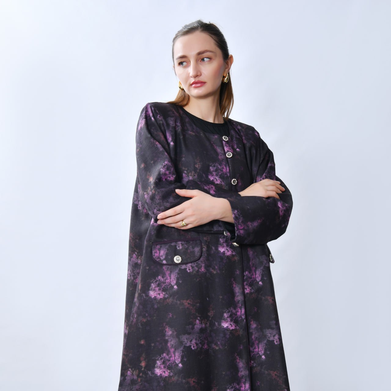 عباية كريب A-Line مبطنة بكتافيات – OYA