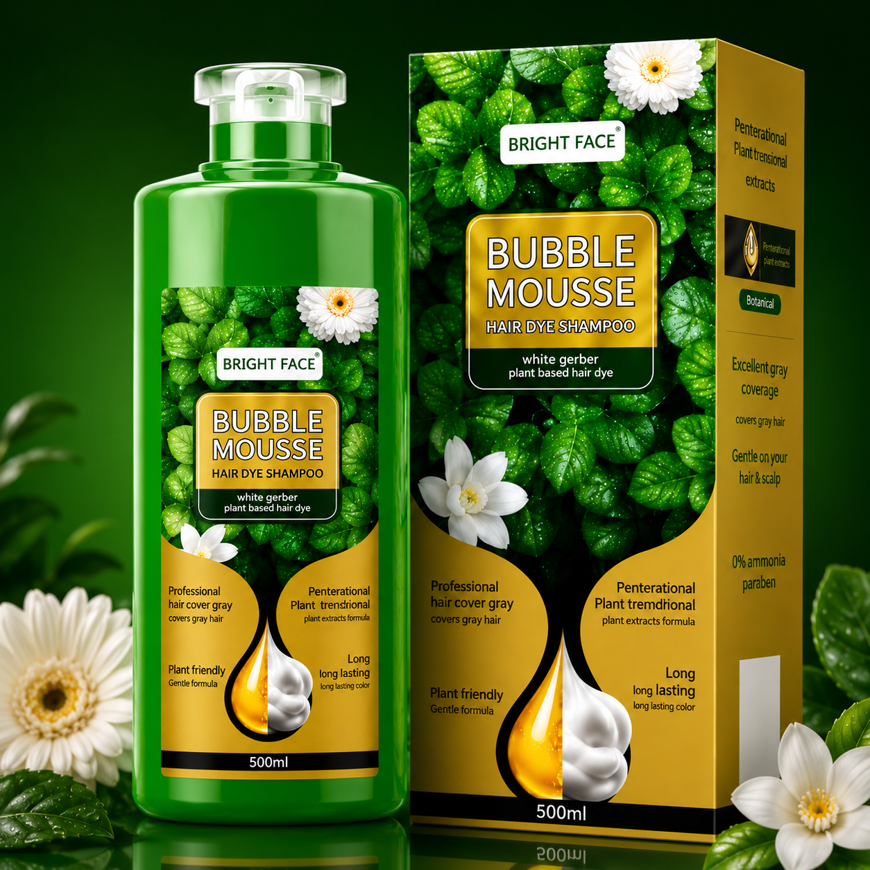  Bubble Mousse Hair Dye Shampoo 500ml 