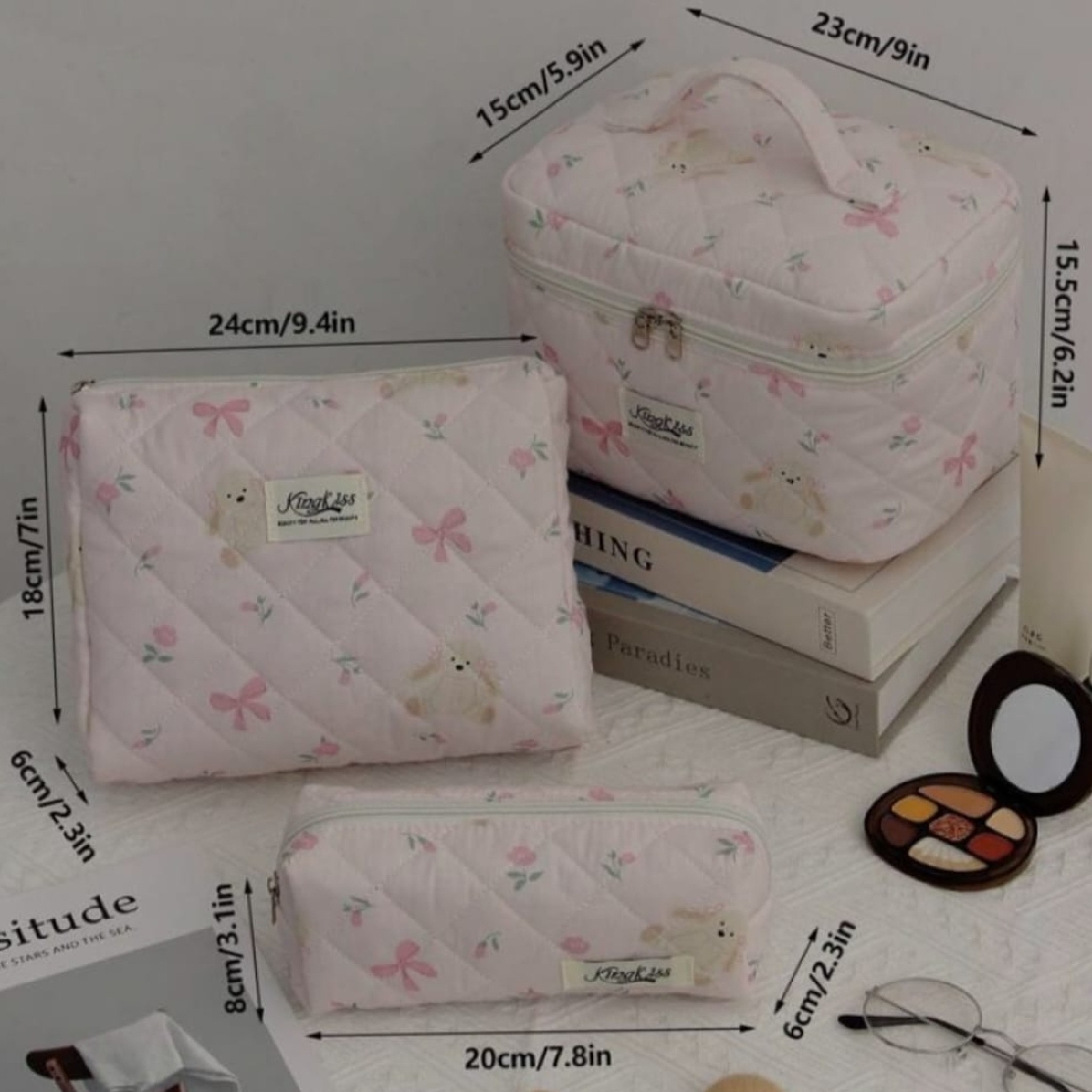  Pretty pink makeup bag 3 pc SHEIN 