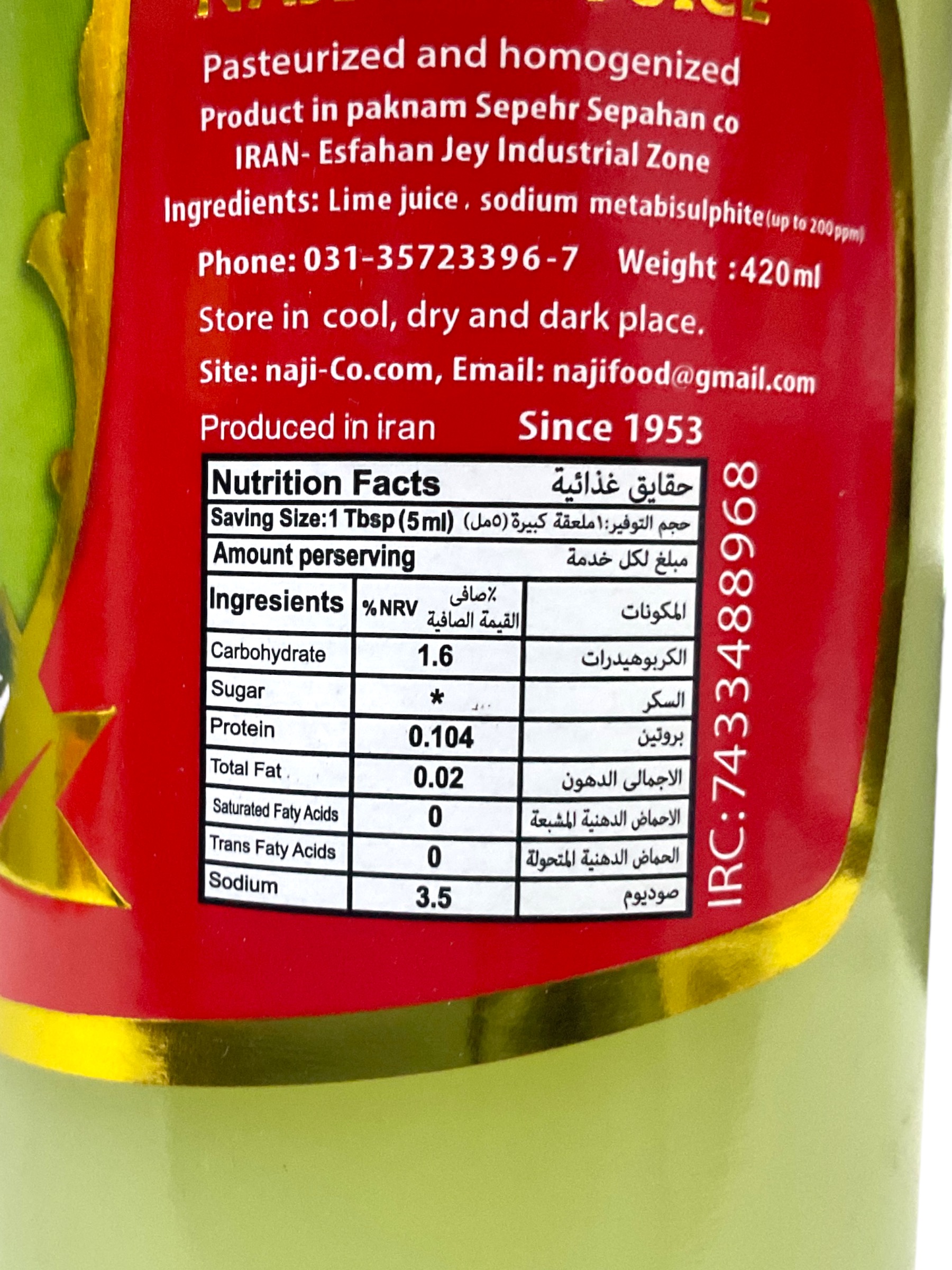 lime juice nagi 420 ml 