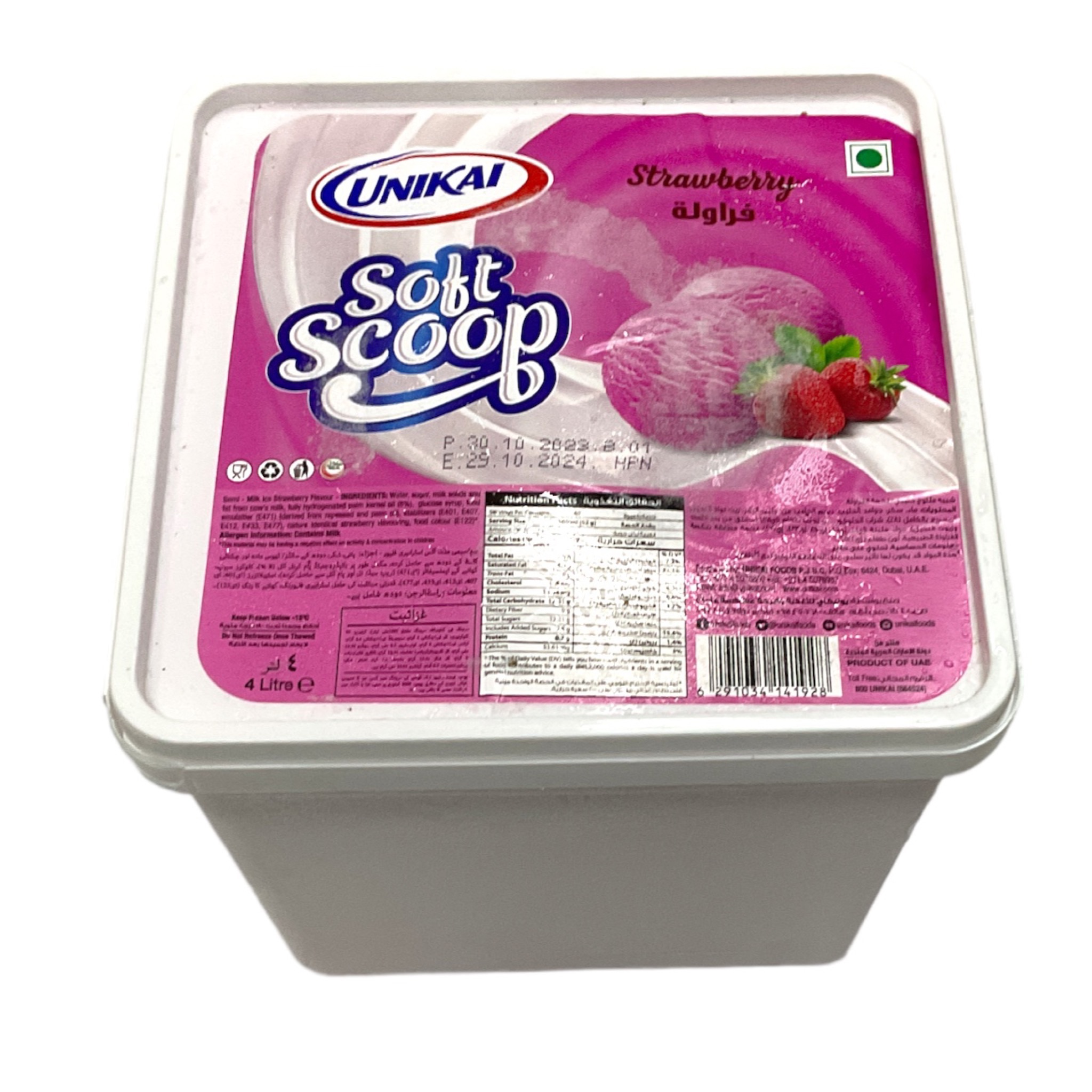  ايسكريم فراوله حجم كبير يونيكاي 4 لتر 