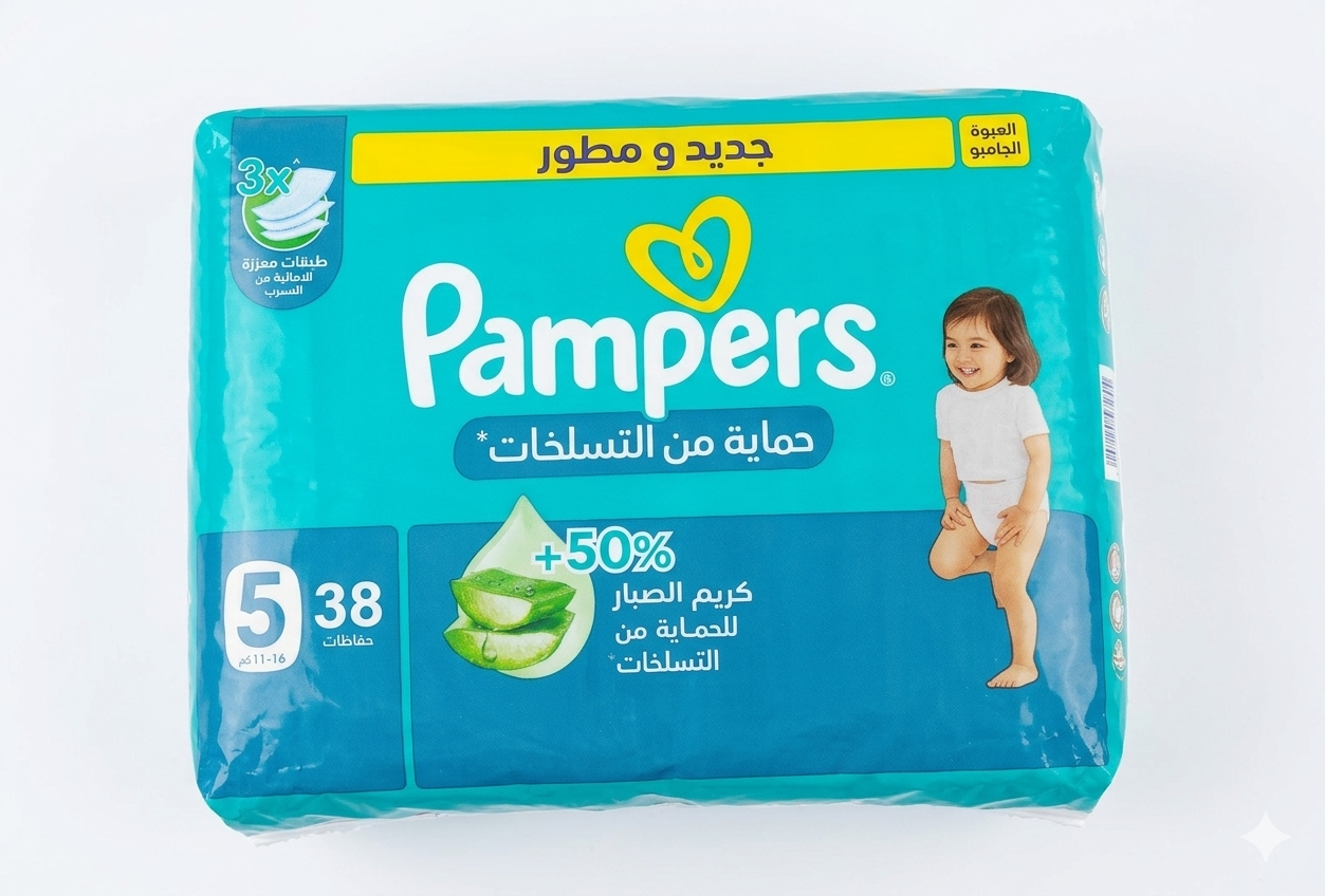  حفاض بامبرز رقم 5(11-16كيلو) 38حبه 