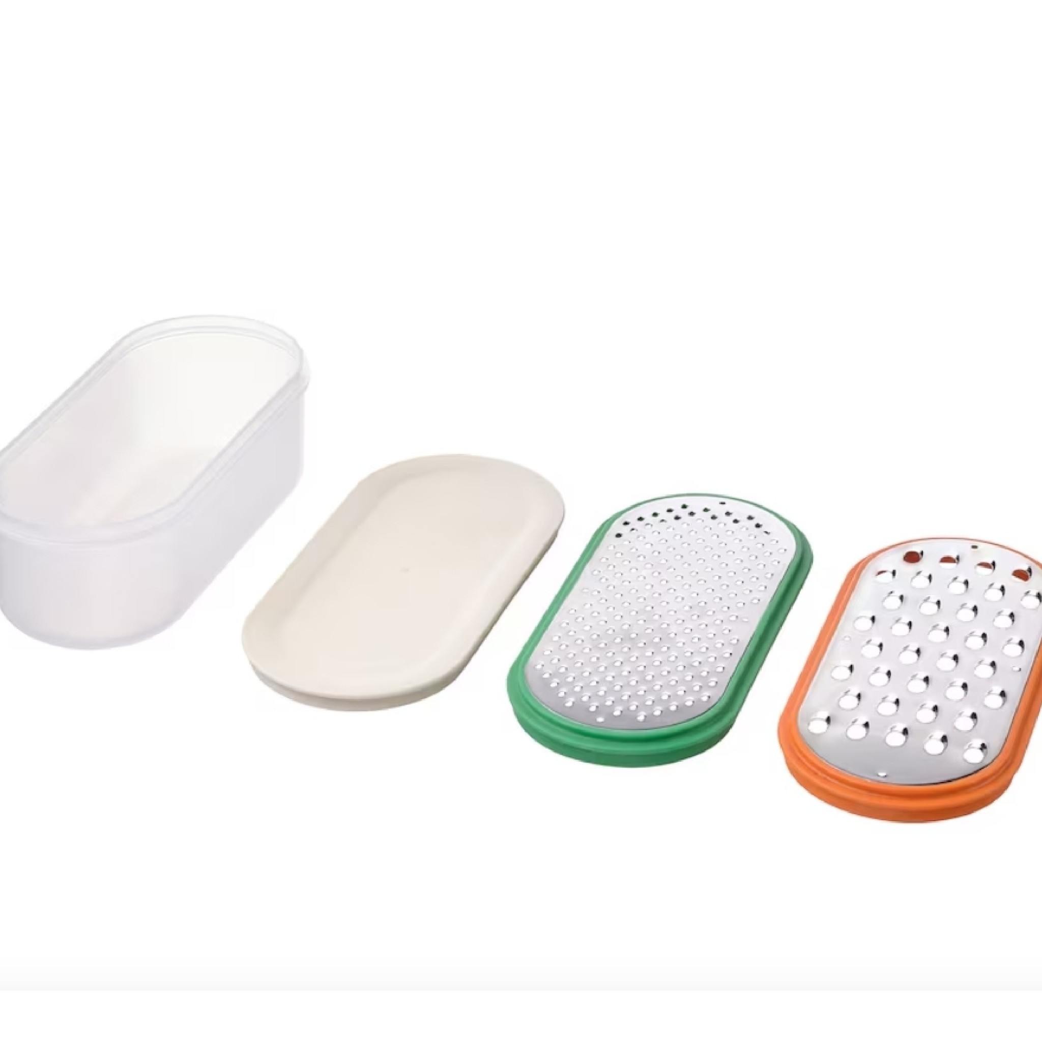  Grater with container, set of 4, mixed colours 