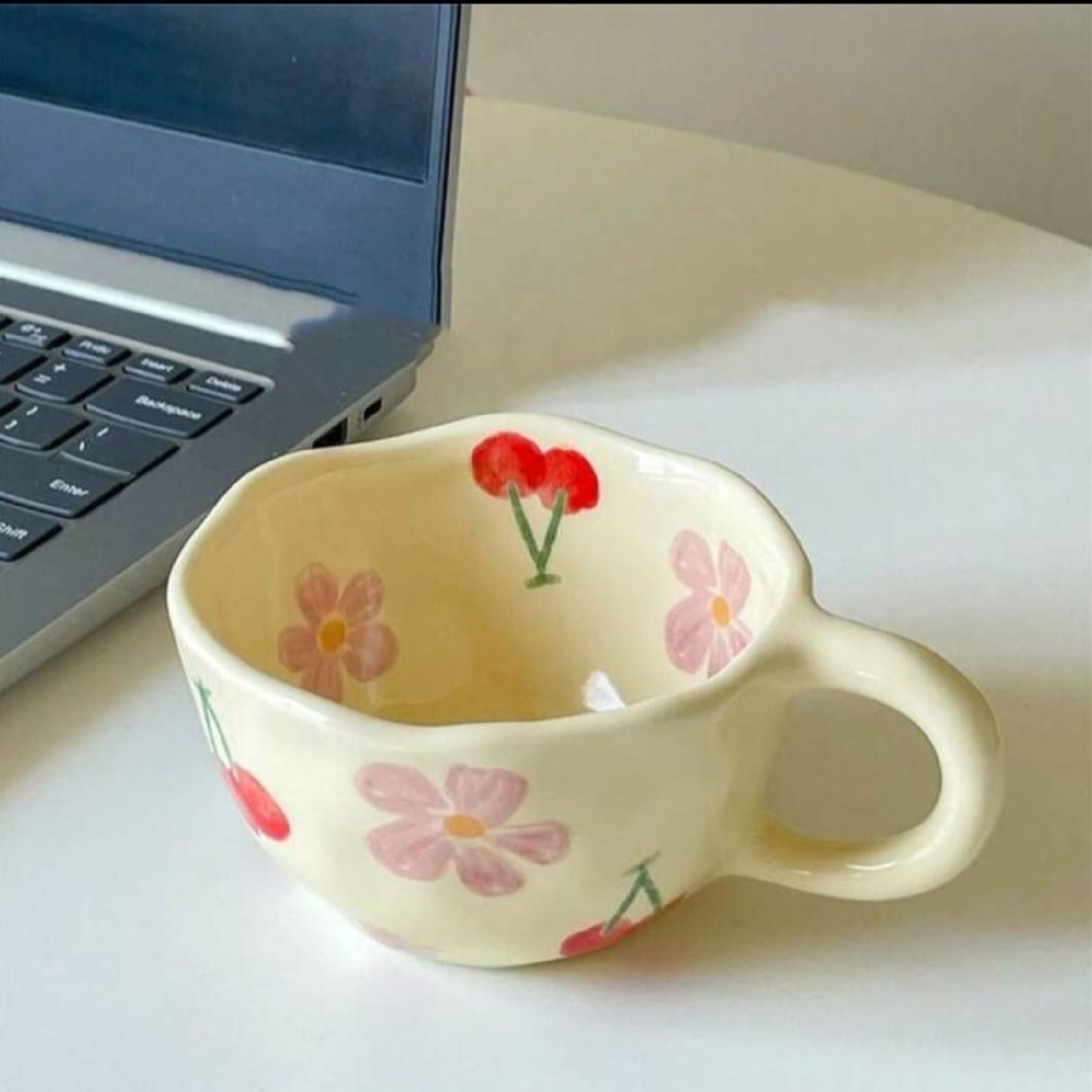  Ceramic cup rose & cherry SHEIN 250 ml 