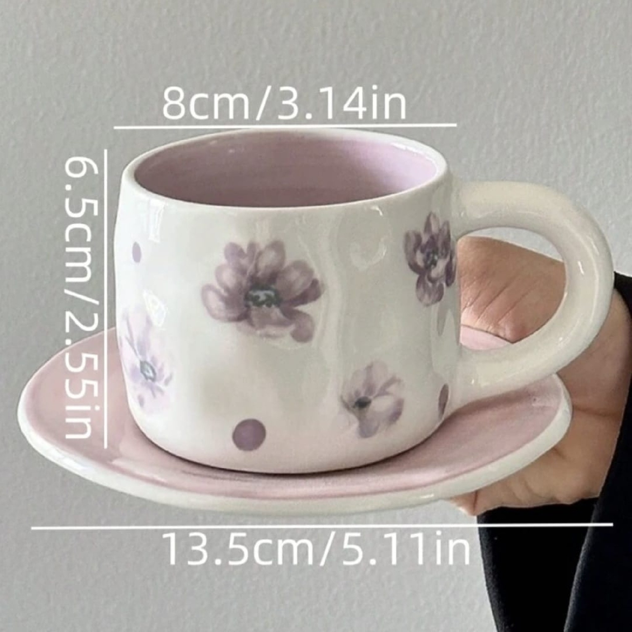  كوب سرميك مع صحن بورده بنفسجيه شي ان 