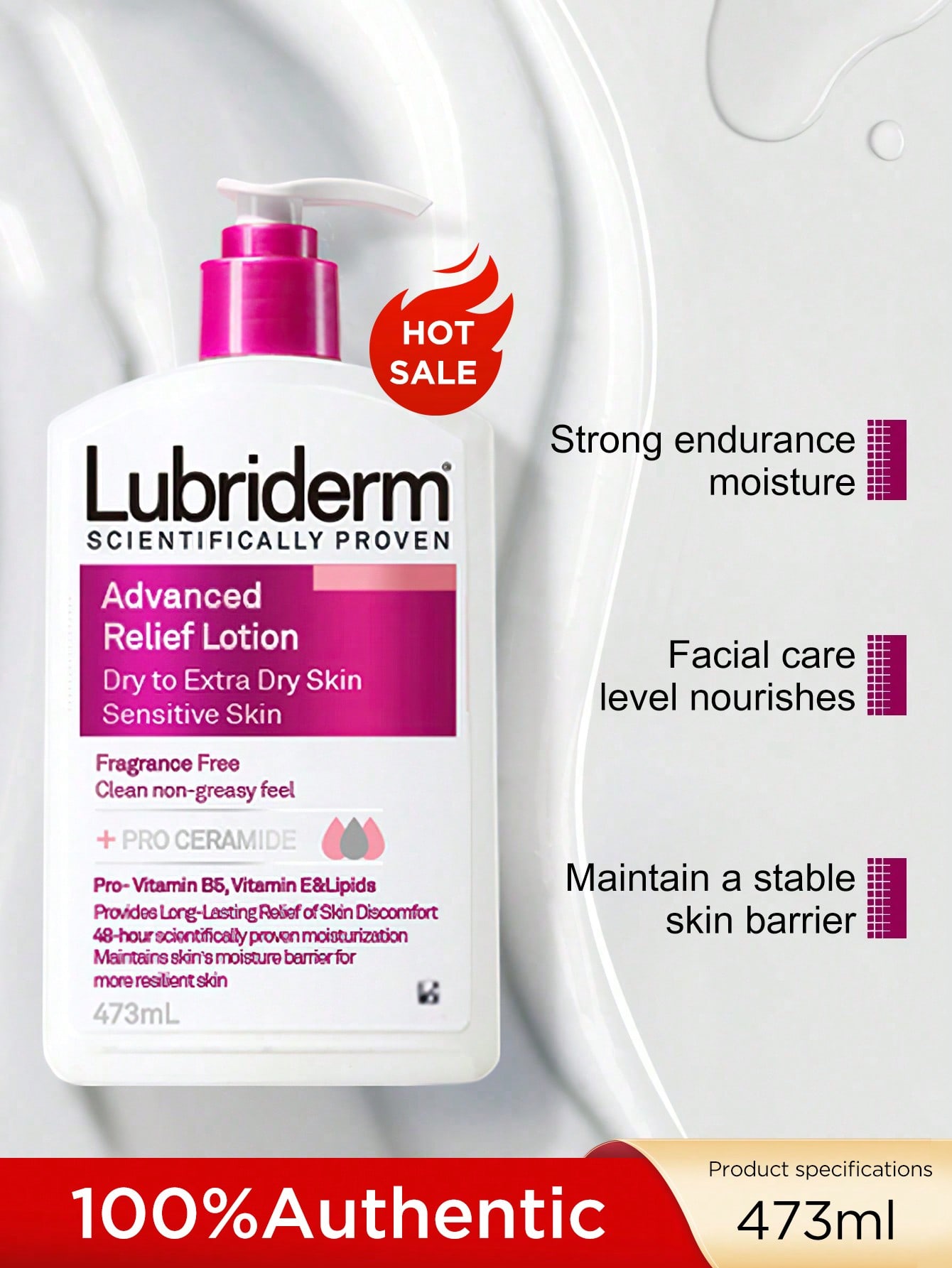 Lubriderm لوشن الجسم المرطب من جونسون، مرطب ومغذي للحصول على بشرة ناعمة وناعمة في فصل الخريف والشتاء