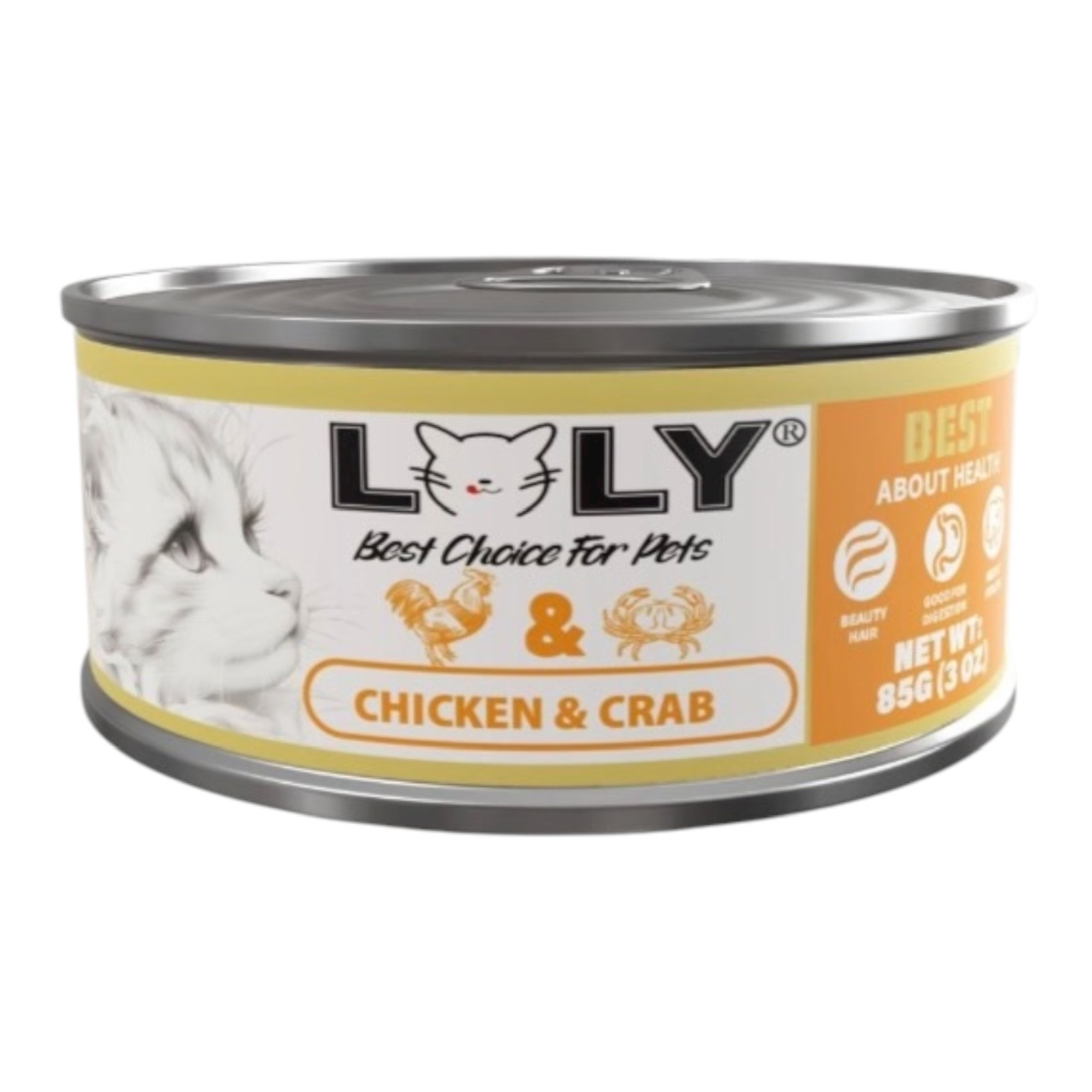 لولي كات طعام رطب معلبات بالدجاج والسلطعون للقطط 85g